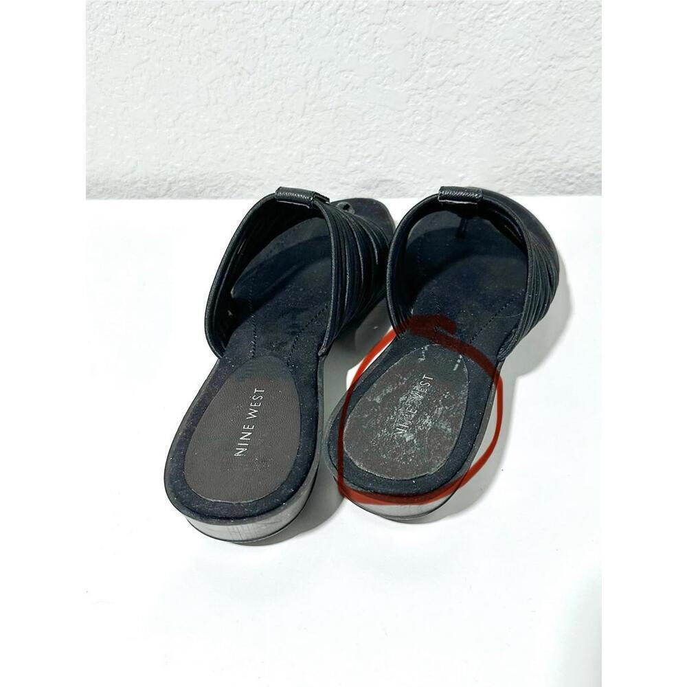 Nine West Womens Sandals Thong Multi Strap Design Black Silver Accent Size 8M - Picture 3 of 7